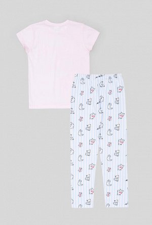 Комплект для девочек ((1)фуфайка(футболка) и (2)брюки) Feline ассорти