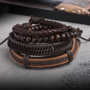 Браслет кожа «Фита», цвет коричневый, d=7,5 см