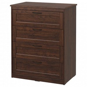 SONGESAND, Комод с 4 выдвижными ящиками, коричневый, 82х104 см