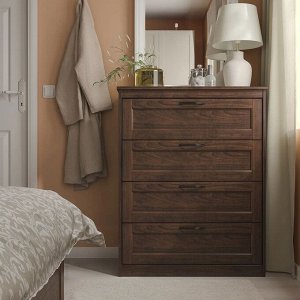 SONGESAND, Комод с 4 выдвижными ящиками, коричневый, 82х104 см
