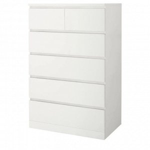 MALM, Комод с 6 выдвижными ящиками, белый, 80х123 см