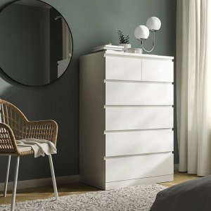 MALM, Комод с 6 выдвижными ящиками, белый, 80х123 см