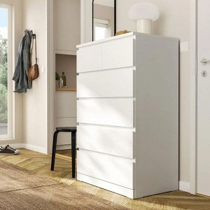 MALM, Комод с 6 выдвижными ящиками, белый, 80х123 см