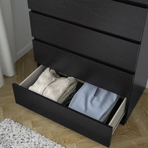 MALM, Комод с 6 выдвижными ящиками, черно-коричневый, 80х123 см