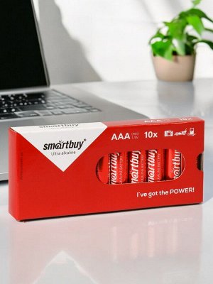 Батарейки ААА (LR03 / мизинчиковые), алкалиновые, Smartbuy, 10 шт. в упаковке (SBBA-3A10BX)