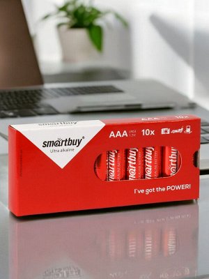 Батарейки ААА (LR03 / мизинчиковые), алкалиновые, Smartbuy, 10 шт. в упаковке (SBBA-3A10BX)