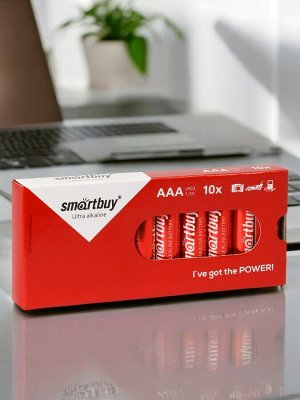 Батарейки ААА (LR03 / мизинчиковые), алкалиновые, Smartbuy, 10 шт. в упаковке (SBBA-3A10BX)