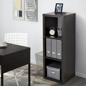 KALLAX, Стеллаж, черно-коричневый, 42х112 см