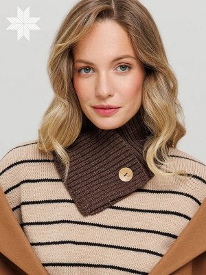 Воротник Вязаный женский снуд-воротник Джори от бренда Сиберика занимает особое место среди осенних и зимних аксессуаров. Мягкий и теплый шарф выполнен из шерстяной пряжи крупной вязкой в рубчик. Коро