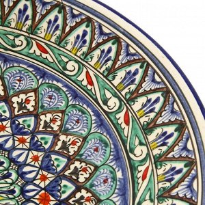 Ляган круглый Риштанская Керамика, 33см, сетчатый орнамент