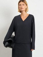 Блузка c V-образным вырезом из тенсела, B2964/graphite