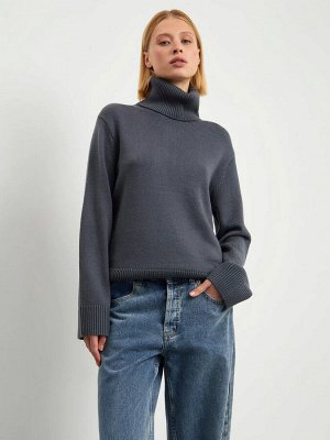 Свитер с высоким воротником из смесовой шерсти, B2863/detuil