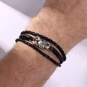 Браслет мужской «Крепость» скорпион, цвет чёрный с серебром, 21,5 см