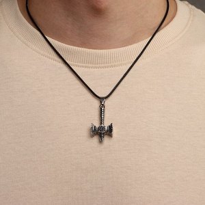 Кулон мужской «Молот Сварога», цвет чернёное серебро на чёрном шнурке, 45 см