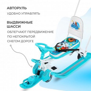 Снегокат с колёсами «Тимка спорт 6 Ми-ми-мишки», с родительской ручкой, со спинкой и ремнём безопасности