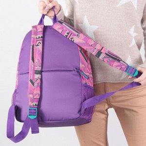 Рюкзак молодёжный, отдел на молнии, наружный карман, цвет фиолетовый/розовый