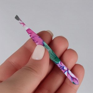 Пинцет скошенный, узкий, 8,5 см, рисунок МИКС