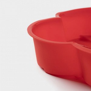Форма для выпечки Доляна «Цветок», силикон, 20*20*4 см, цвет красный