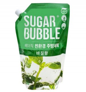 Эко-средство для мытья посуды SugarBubble с ароматом базилика 1200мл, мягкая упаковка