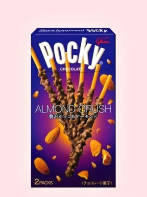 Хрустящее печенье в молочном шоколаде с миндалем Pocky Almond Crush / Палочки Покки миндаль в шоколаде 66 гр Японские сладости