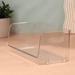 Органайзер для хранения, с ручками, 1 секция, 30x14x13 см, прозрачный
