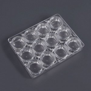 Органайзер для хранения мелочей, 12 баночек, 4 мл, 12x10x2 см, прозрачный
