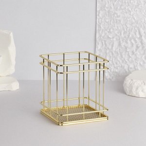 Подставка для хранения «РАФАЭЛЬ», 9x9x10 см, цвет золотистый
