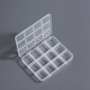 Органайзер для хранения мелочей, 12 ячеек, 11x8.5x1.5 см, прозрачный