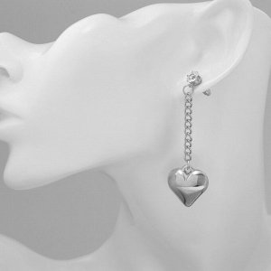 Серьги металл «Сердца» на цепочке