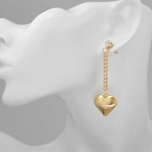 Серьги металл «Сердца» на цепочке