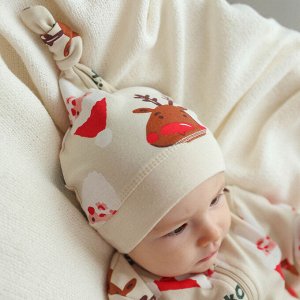 Комплект детский (комбинезон (стопа), шапочка), бежевый набивка Дед Морозы