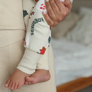 Комплект детский (комбинезон (манжет), шапочка), бежевый набивка Дед Морозы