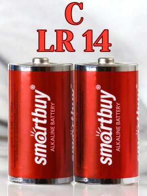 Батарейки "С" (LR14) алкалиновые, 2 шт. в упаковке, Smartbuy (SBBA-C02B)