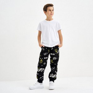 KOGANKIDS Брюки для мальчика, чёрный набивка