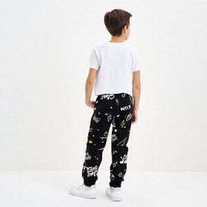 KOGANKIDS Брюки для мальчика, чёрный набивка