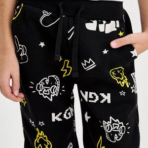 KOGANKIDS Брюки для мальчика, чёрный набивка