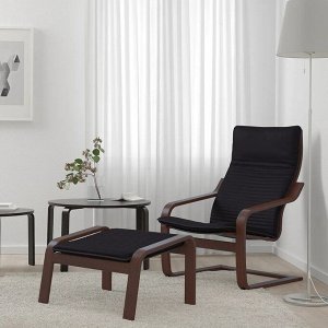POÄNG, Кресло и скамеечка для ног, коричневые/Knisa black