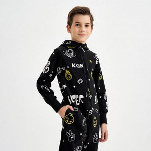 Комбинезон для мальчика, чёрный набивка