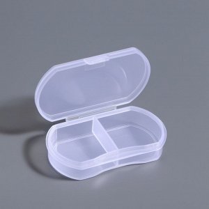 Органайзер для хранения мелочей, 2 секции, 5.7x3.5x1.3 см, прозрачный
