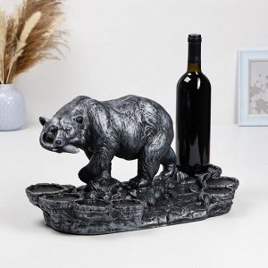 Подставка для бутылки «Медведь», 45x23x25 см, серебро