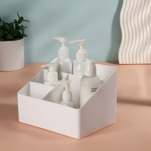 Органайзер для хранения косметики «WHITE», 4 секции, 19.5x14x13 см, белый
