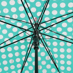 Зонт - трость полуавтоматический «Горошек», 8 спиц, R = 50 см, цвет бирюзовый/розовый