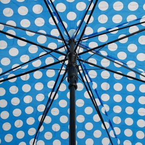 Зонт - трость полуавтоматический «Горошек», 8 спиц, R = 50 см, цвет синий/голубой
