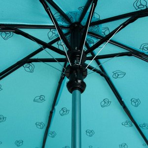 Зонт полуавтоматический «Розочки», 3 сложения, 8 спиц, R = 55 см, цвет бирюзовый