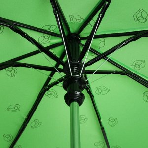 Зонт полуавтоматический «Розочки», 3 сложения, 8 спиц, R = 55 см, цвет зелёный