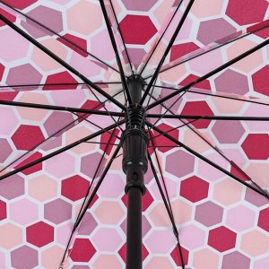 Зонт - трость полуавтоматический, 10 спиц, R = 51 см, цвет красный