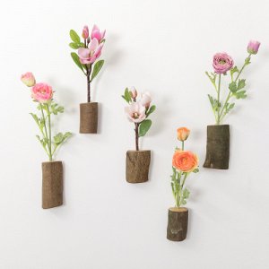 Цветок Креативный набор  настенных цветков в деревянных горшках. Цена за 5шт.