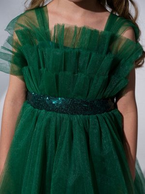 Платье Цвет: зеленый
Сезон: круглогодичный
Состав: Ткань верха- 100% Polyester, Подклад?100% cotton
Уход за вещами: деликатная стирка при t не более 30С

Праздничное платье из фатина идеальный выбор