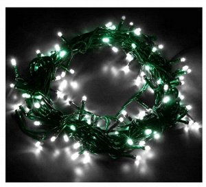 Гирлянда электрическая 10м, 100 LED ламп, цв.белый