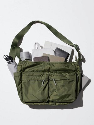 UNIQLO - нейлоновая сумка через плечо с внешними карманами - 57 OLIVE